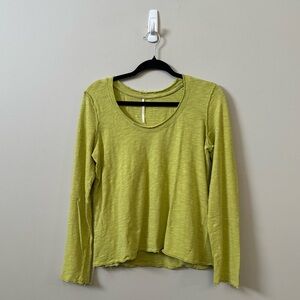By Anthropologie green distressed hem long sleeve boho casual top